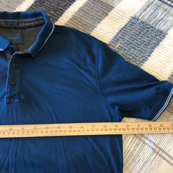 Fairlane Mens Polo Sz M Blue Pima Cotton Stripe Work Business Casual Comfy Job - Picture 7 of 8